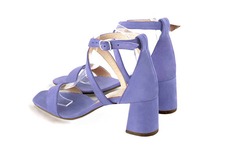 Women's  elegant sandals closed at the back with crossed straps. .  - Rear view